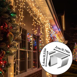 50 PCS Christmas Lights Gutter Hooks, Stainless Steel Holiday Lighter Roof Hooks, Xmas Light Hangers for Hanging Outdoor Decorations, No-Hole Holiday Light Clips for Roof Eaves Kitchen Bathroom Garden