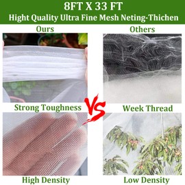 Aoipend Fine Mesh Garden Netting for Protection, 8'x33' Vegetable Crop Covers Netting for Protect Fruits, Plants, Flowers, Greenhouse Cover Net, Patio Gazebo Screen Barrier