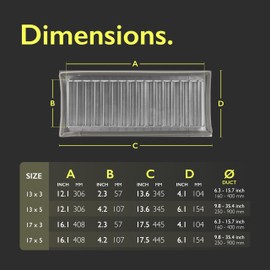VezoWorks 13" x 5" Grille for Round Spiral Duct - Galvanized Steel Register Vent Cover for HVAC Ducting System - 2 Way Adjustable Louver Blades - Air Duct Ventilation Grill Conditioner/Air Exhaust
