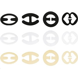 Kjzeex Bra Strap Clips, 12PCS Racer Back Bra Clip Anti-Slip Bra Strap Holder Bra Strap Converter Bra Clips for Racer Back (Clear, Black, Beige)