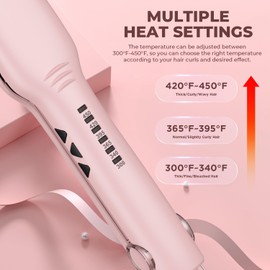 MiroPure 1.5 Inch Flat Iron, Hair Straightener with 30S Fast Heating & 60min Auto Shut-Off, Hair Straightener and Curler 2 in 1 with 3D Ceramic Floating Plates, Pink