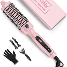 Terviiix Ionic Thermal Brush Get Voluminous Hair Styling, Adjustable Temperature, Negatives Ions - Style: 1.5 Inch (Light Pink)