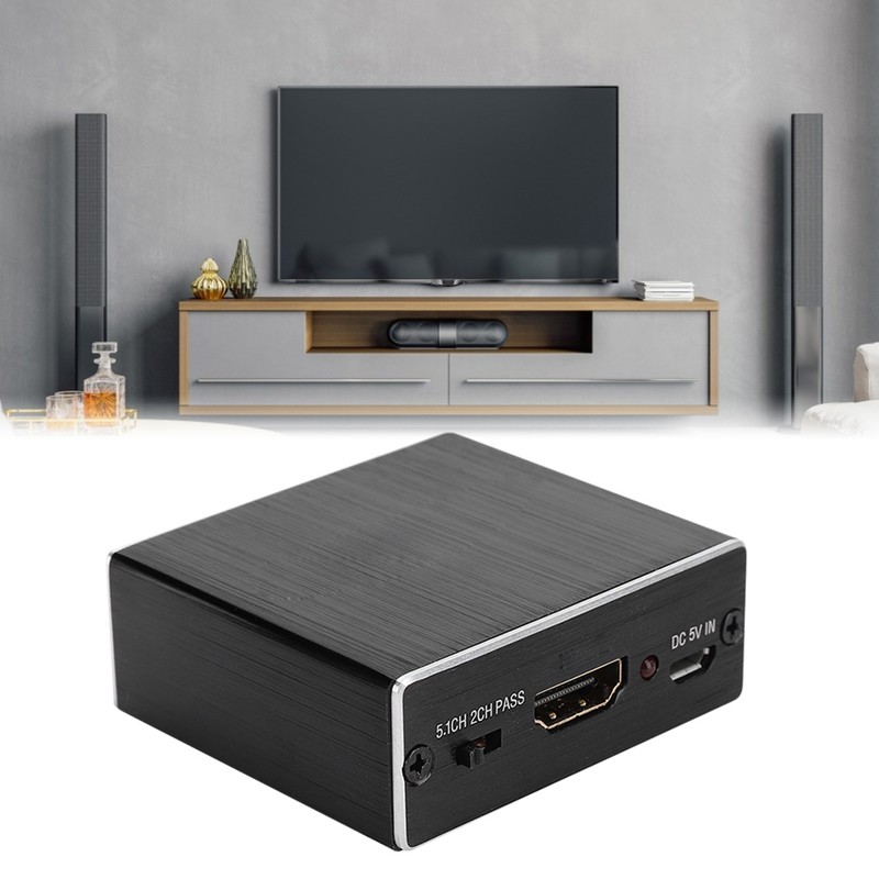 Digital Optical Fiber Analog HDMI Audio Splitter Aluminum Black 4K