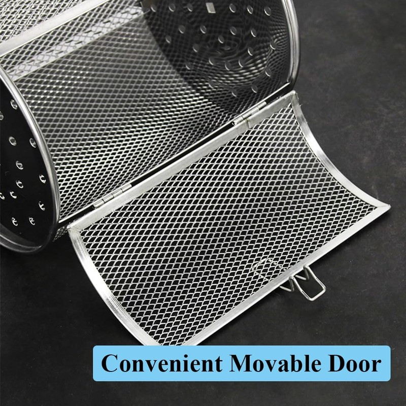 Tower Air Fryer Basket, 360° Rotating Rolling Grill Cage Stainless