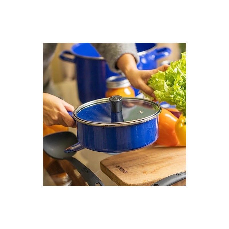 Cinsa 11-Piece Cookware Set, Enamel on Steel, Compatible with Gas,