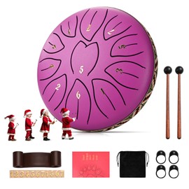 Steel Tongue Drum, Couleeur 6 Inch 11 Notes Tongue Drum for Garden, C Key & Rust-Proof Hand Drum Percussion, Handpan Drum Rain Outside with Drum Bag and Percussion Instruments for Music Therapy