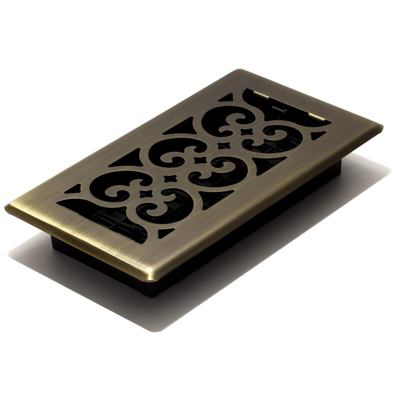 Decor Grates SPH408-A Scroll Design Floor Register, 4x8 Inches, Antique