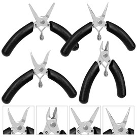 Rustark 4Pcs Jewelry Pliers Set Jewelry Making Pliers Tools Kit Mini Pliers Set Including Needle Nose Pliers Round Nose Pliers Wire Cutters and Bent Nose Pliers for Jewelry Craft Making Wire Wrapping