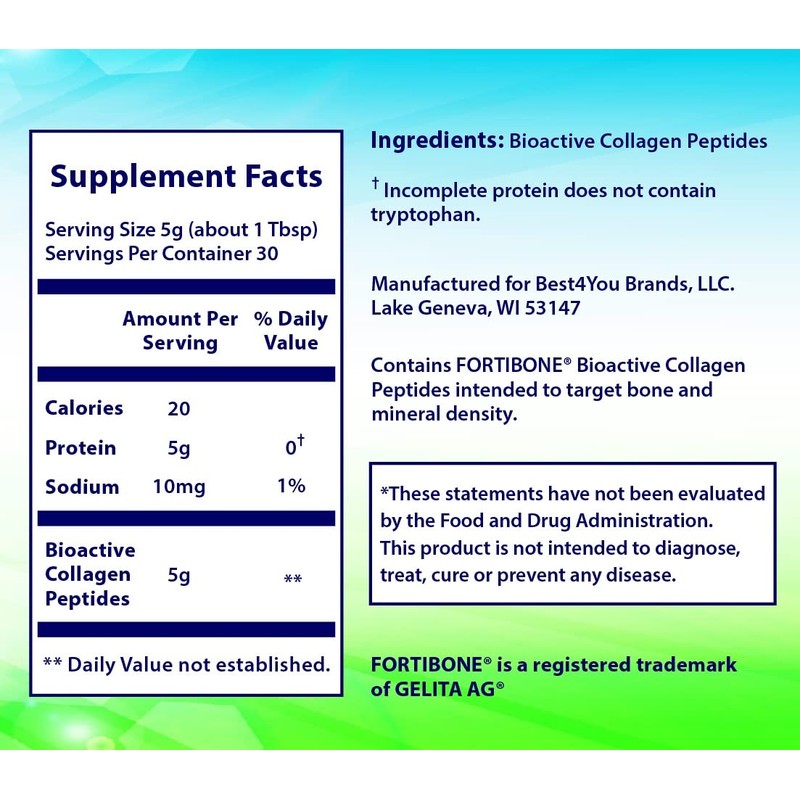 ReGenos Bone Health Collagen, Bioactive Hydrolyzed Collagen Peptides Powder Supplement,