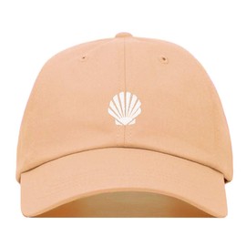 Sea Shell Baseball Hat, Embroidered Dad Cap, Unstructured Soft Cotton, Adjustable Strap Back (Multiple Colors) (Peach)