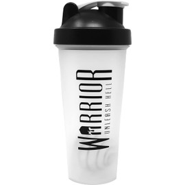 Warrior Protein Shaker Bottle, Includes Wire Mixball Blender – 600ml – Perfect for Mixing Powdered Shakes, Clear, BPA Free, Dishwasher Safe