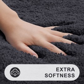 Homaxy Bathroom Rug Non-Slip Washable Bath Mat Soft Fluffy Bath Mat Shaggy High Pile Microfibre Bath Mat - 41 x 61 cm, Dark Grey
