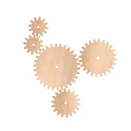 Set of 5 Wooden Interchangeable Wood Gears. Works for DIY Craft Project, Wall decor, or Functional Mechanisms 1/4" Thick Wood.