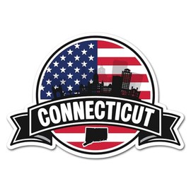 Connecticut Vinyl-Aufkleber #83199, Motiv: Flagge von Amerika, USA, Flagge, Reisen, Urlaub, Geographie, Standort, Sticker, 2 x 10 cm