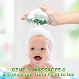 Haakaa Silicone Shampoo Brush - Cradle Cap Brush Comb - Baby Hair Scrubber - Scalp Massager for Newborns & Toddlers - 1pk-Pea Green