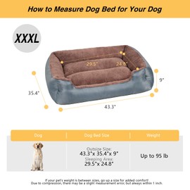 Extra Large Dog Bed, Orthopedic Dog Beds with Sides, Washable Rectangle Soft Calming Pet Bed with Nonskid Bottom, Grey