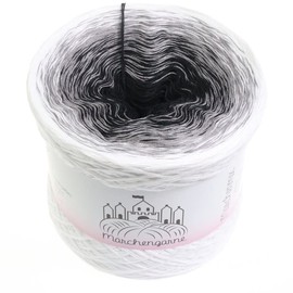 Farbverlaufsgarn Bobbel Wolle Größe wählbar Strickwolle Häkeln (Black & White - Weiß außen, 300g/1500m - 3Fach)