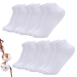 Mayoii 6PCS Trainer Socks Womens 4-7,Ladies Ankle Style for Female, Black,White, Grey or Mixed Pack,Breathable Low Cut Sports Footwear (UK, Alpha, One Size, Regular, Regular, 6, White)