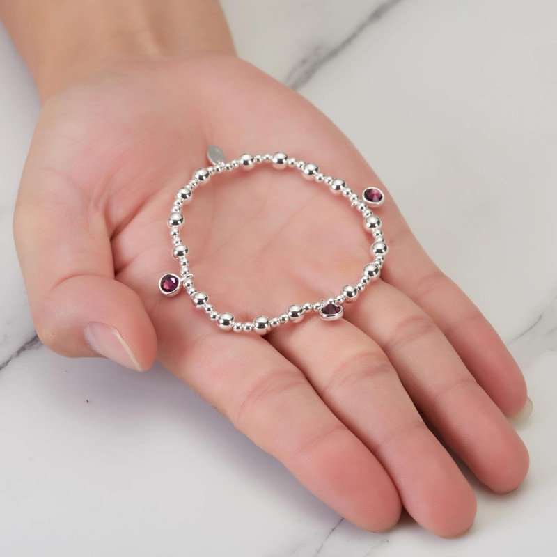 Philip Jones June (Alexandrite) Birthstone Stretch Charm Bracelet with Quote