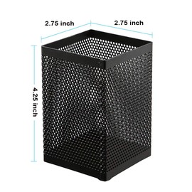 Comix Mesh Pen Holder Metal Pencil Holder for Desk, Black Pen Cup Square Pencil Cup, Pen Organizer Pencil Organizer Case for Office & Home, Industrial Black, 1 Pack