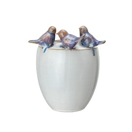 Creative Co-Op 3D Birds Stoneware Planter/Vase, Multicolor