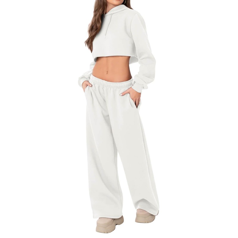 HeSaYep Women's Fleece Lined Sweatpants Wide Leg Baggy High Waisted