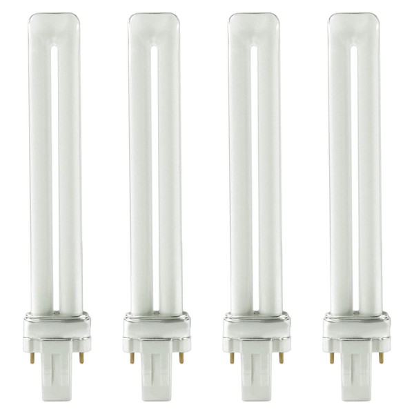 DYSMIO - Bombillas CFL de 13 W, 2 pines GX23, base 3000 K, blanco suave, 13 W, alto rendimiento, 800 lúmenes, tubo único, bombillas fluorescentes compactas, paquete de 4