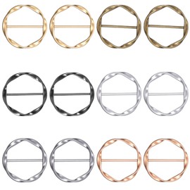 Larrel Pack of 12 Women's Metal T Shirt Clip, Scarf Ring Clip, Round Buckle, Silk Scarf, Ring, Belt Buckle, Women's Hem, Knot Shirt, Tie Clip for Clothing, Dress, Hat, Belt, Scarf, Decorative Clip