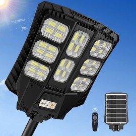 Tonree 3600W Solar Street Lights Outdoor Waterproof, Solar Powered Light Outside, Solar Parking Lot Light Dusk to Dawn, Remote Control, Motion Sensing, Pole or Wall Mounted, Long Lasting, High Bright