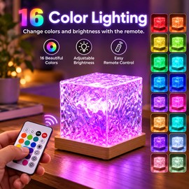Ocean Wave Projector Night Light for Bedroom – 16-Color RGB Rechargeable Table Lamp with Remote Control