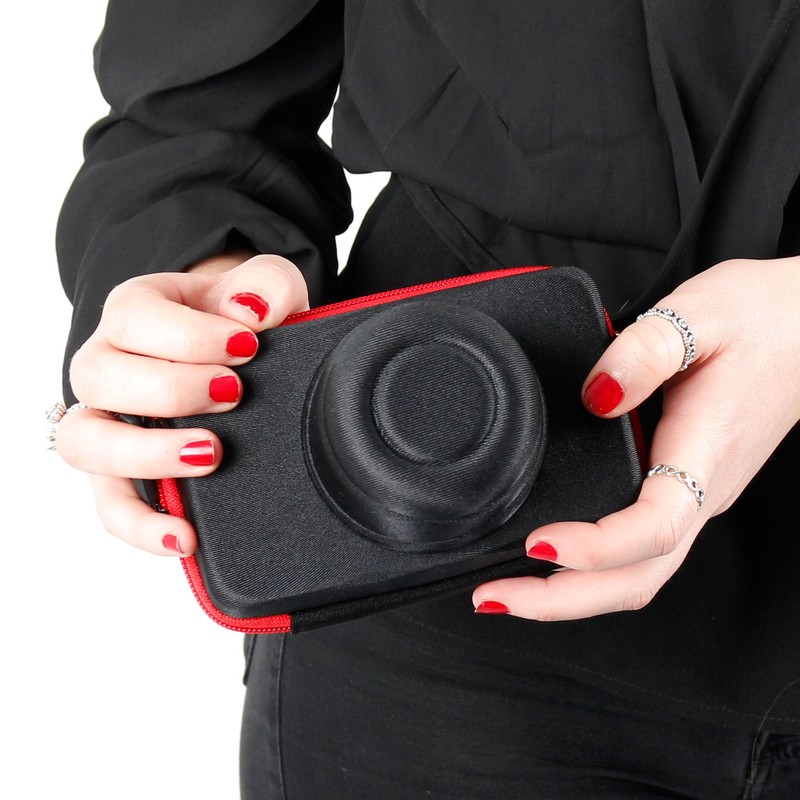 DURAGADGET Protective Shock-Absorbing Case (Black & Red) with Suede Lining
