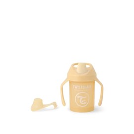 Twistshake Leak-Proof Mini Baby Sippy Cup with Soft Spout and Fruit Blender - 230 ml | BPA-Free | Learning Baby Water Bottle | Caramel Beige