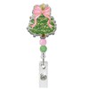 Christmas Tree Badge Reel, Cute Pink Bow Retractable Badge Holder
