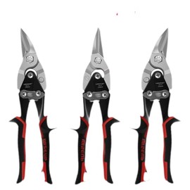 WISEUP 3 pcs 10 Inch Aviation Tin Snips for Cutting Metal Sheet Heavy Duty Straight right and Left Cut 10-inch Aviation Snips With Double Lever,Industrial CR-V Metal Cutter Sheet Metal Tools