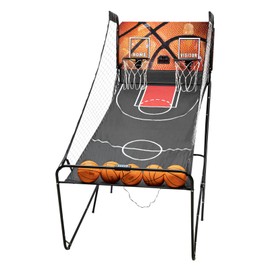 WANLECY Dual Shot Arcade Basketball Game Indoor with LED Scoring System and 5 Basketball, 8 Game Options, 2 Player Foldable Basketball Shooting Game for Kids, Adults