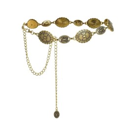 TOFBS Chain Belt for Women Retro Carved Metal Waist Chain Fashion Ethnic Style Chains Belt Gothic Punk Adjustable Waist Chain Belt Accessories, Gold B