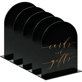 8x10 Inch Black Arch Acrylic Sign with Stand | 5 Pack Blank Black Arched Acrylic Table Signs with Base for DIY Wedding Table Numbers, Arched Wedding Signage, Events& Parties (Black, 8x10 Inch)