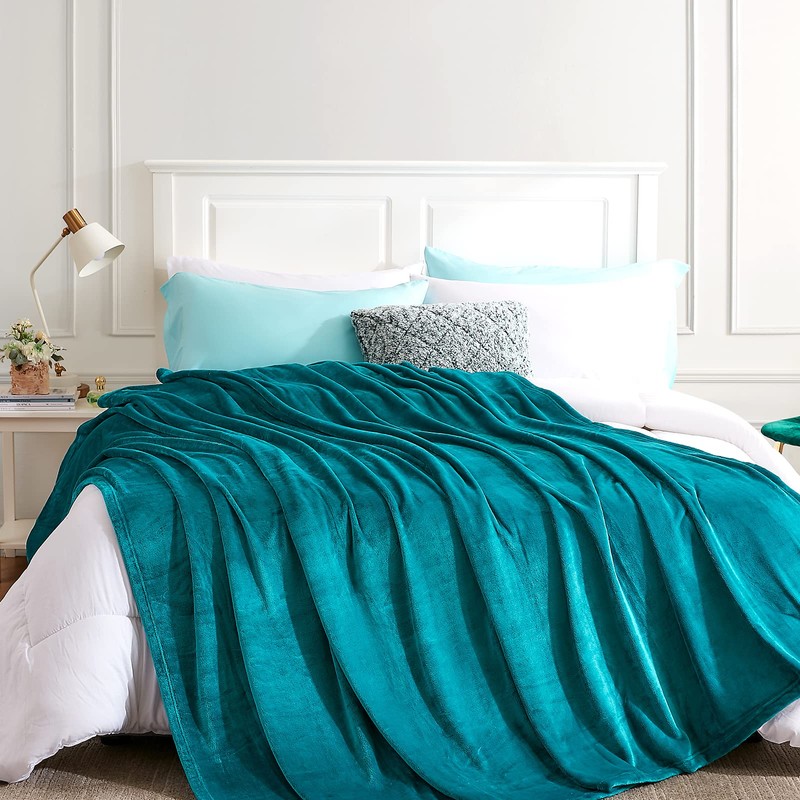 EHEYCIGA Fleece Blanket Teal Throws for Sofas Fluffy Warm Soft