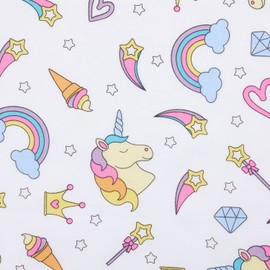 Estate View™ Kids' Room Darkening Grommet Top Unicorn Magic Glow in The Dark Curtain Panel Pair, 38"x84", White/Multi