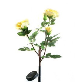 Solar Yellow Rose Flower Lights, Garden Outdoor Decorative Landscape LED Rose Lights