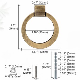 WEAVERBIRD Brushed Oil Rubbed Bronze Cabinet Pulls Ring, Single Hole Zinc Alloy Handle Ring for Dresser Drawer Cupboard, Pack of 4