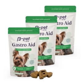 B-Pet Gastro Aid - Probióticos para Perro con Inulina | Pack 3, 90 Piezas, 120g, Bacillus Coagulans, L-Glutamina, Sabor Pollo, Cuidado Digestivo