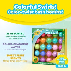 Crayola Color-Twist Bath Bombs Deluxe 25 Pack, Individually Wrapped Color Changing Bath Bombs with Surprise Inside Color, Non-Toxic, Safe for Sensitive Skin