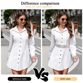 Initlove Wide Stretchy Belt for Women Waist Elastic Waistband for Dresses Bling Silver Silver 75 CM