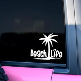 Beach Life Sticker for Car or Truck Window Laptop Water Bottle - 5" Waterproof Decal