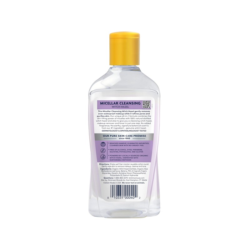 Dickinson's Micellar Cleansing Witch Hazel, An All-in-1 Makeup Remover, Pore