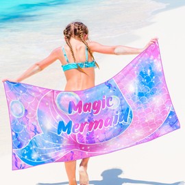 MaciRept Microfiber Beach Towel Sand Free Travel Pool Towel for Adults Mermaid Beach Blanket Thin Quick Dry Super Absorbent Oversized Large Lightweight Towels for Travel