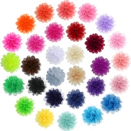 WILLBOND 30 Pcs Dog Collar Flowers Bulk Dog Collar Charms Pet Flower Bow Ties for Cat Puppy Collar Grooming Accessories, 30 Colors(1.97 Inch)
