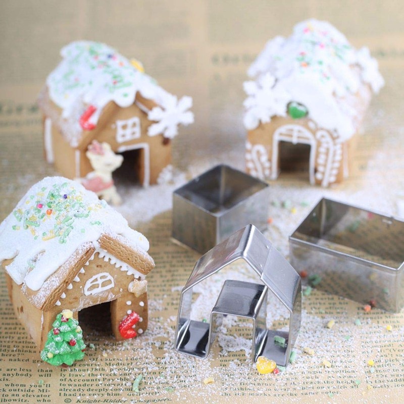 La Tartelette 3 Pcs Stainless Steel Christmas Mini House Mold