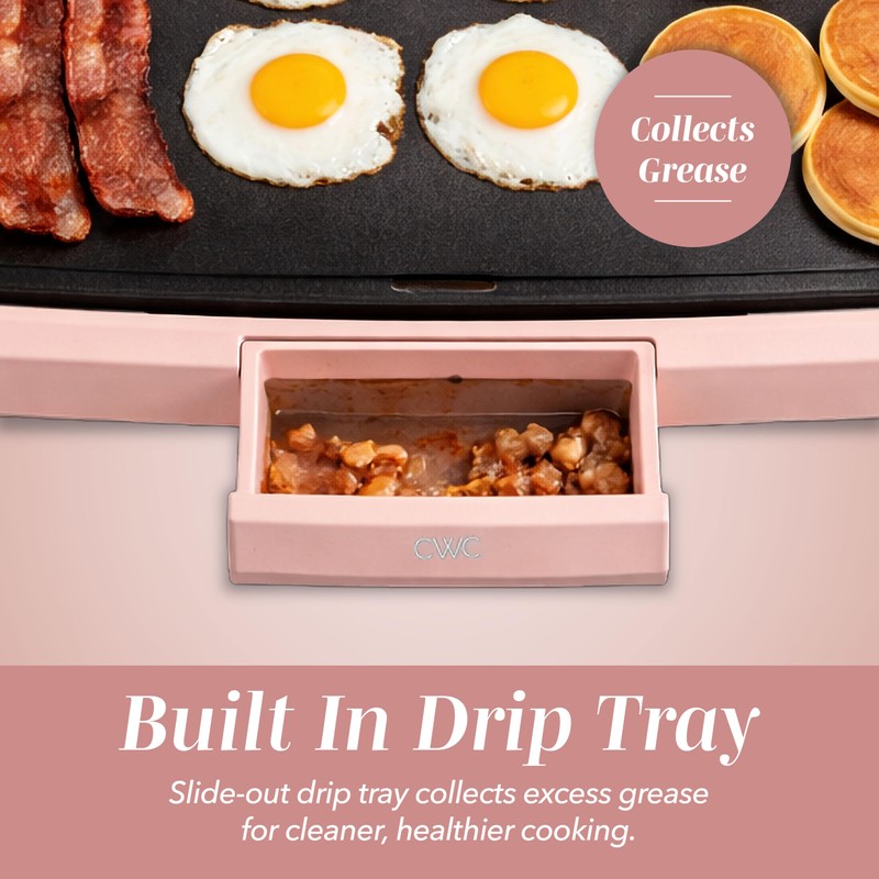 COOK WITH COLOR Electric Griddle 1200W, Nonstick Surface for Pancakes,